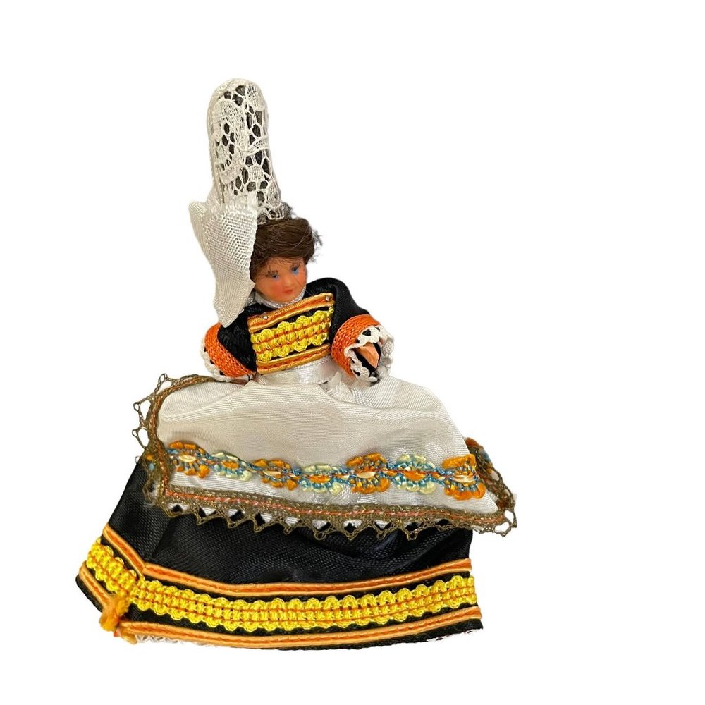 Vintage Le Minor Thumette Doll hand Stitched Traditional French dress 5" 1940‎
